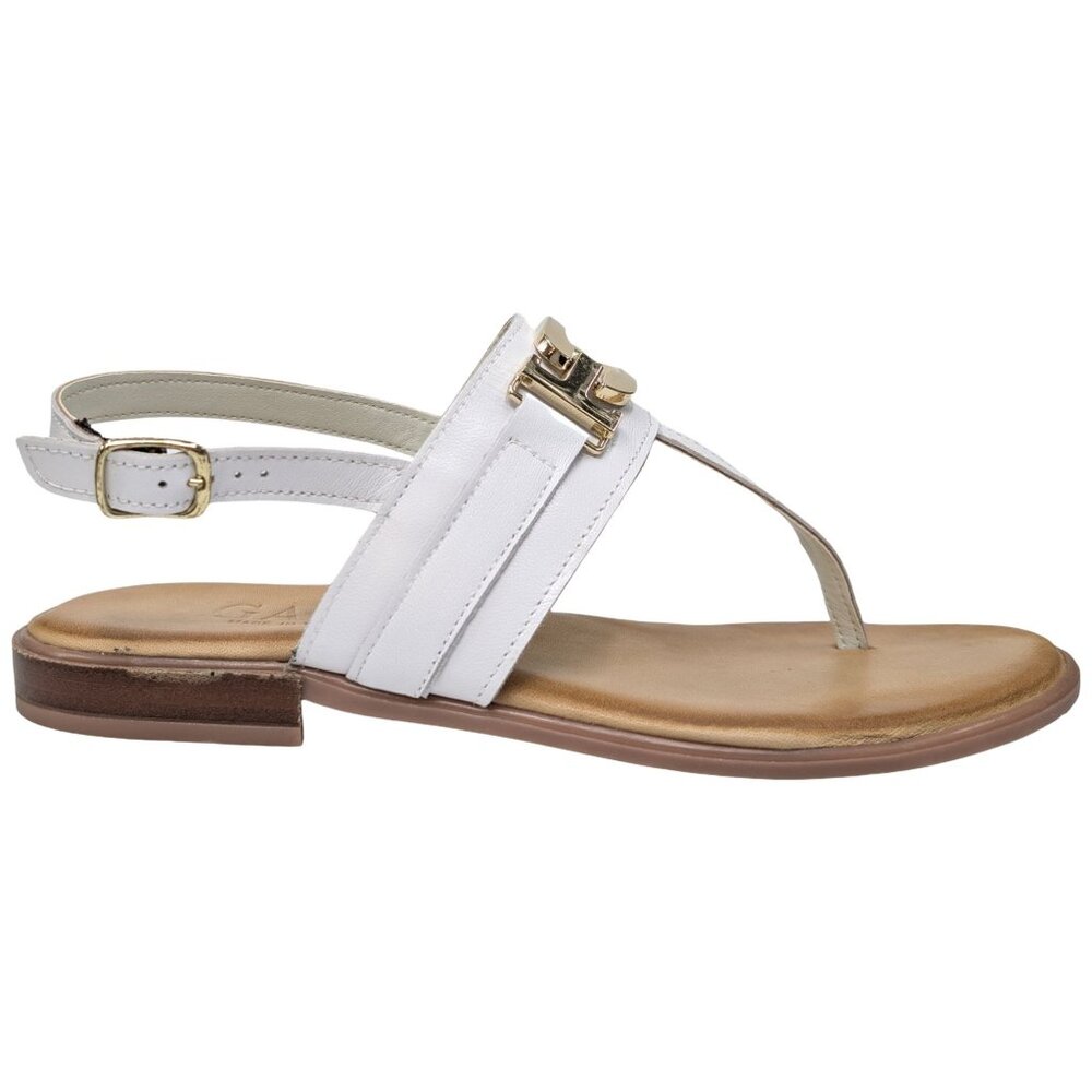 GAIA T Strap Leather Sandals Womens White Made In Italy EU 38 US 7.5